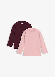 Langermet topp i økologisk bomull med elastan (2-pack), bonprix