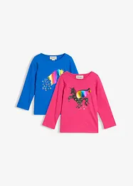 Langermet shirt av økologisk bomull for barn (2-pack), bonprix