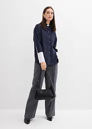 Skjorte i viskosemiks med pinstripes, bonprix