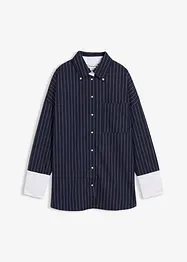 Skjorte i viskosemiks med pinstripes, bonprix