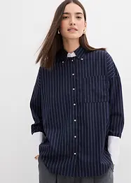 Skjorte i viskosemiks med pinstripes, bonprix