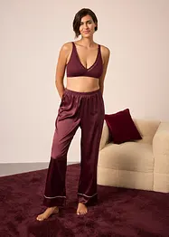 Bralette i ribbet materiale med økologisk bomull og blonder, bonprix