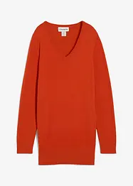 Finstrikket lang basic-genser med V-hals, bonprix