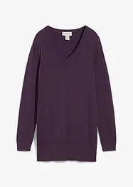 Finstrikket lang basic-genser med V-hals, bonprix