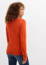 Finstrikket lang basic-genser med V-hals, bonprix