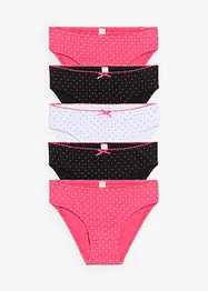 Truse i myk bomull med satengsløyfe (5-pack), bonprix