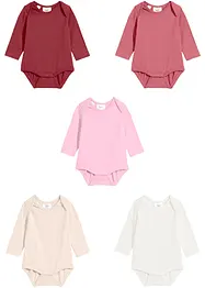 Langermet body til baby i 100% økologisk bomull (5-pack), bonprix
