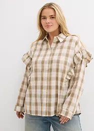 Skjortebluse med volanger, bonprix