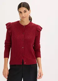 Cardigan med bomull og hullmønster, bonprix