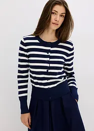 Finstrikket cardigan med stripemønster, bonprix