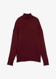 Genser i finstrikket viskosemiks med høy hals, bonprix