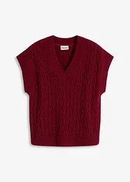 Strikket vest med flettemønster, bonprix