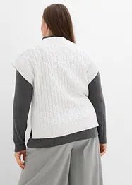 Strikket vest med flettemønster, bonprix