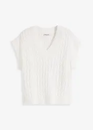 Strikket vest med flettemønster, bonprix