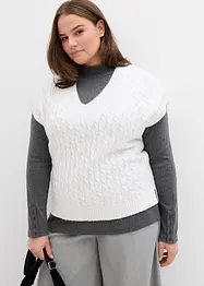 Strikket vest med flettemønster, bonprix