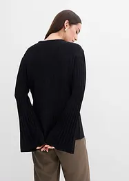 Finstrikket genser i viskosemiks og plissé-look, bonprix