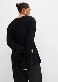 Finstrikket genser i viskosemiks og plissé-look, bonprix