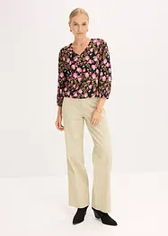 Chiffonbluse med blomsterprint og rynking i falden, bonprix