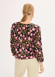 Chiffonbluse med blomsterprint og rynking i falden, bonprix