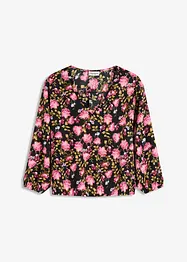 Chiffonbluse med blomsterprint og rynking i falden, bonprix