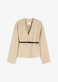 Oversized blazer i ullstil med belte, ufôret, bonprix