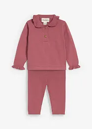 Strikket genser med volang-krage og leggings (2-delt sett), bonprix