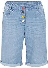 Jeans-bermuda med komfortstretch, med broderi og komfortlinning, bonprix