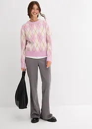 Finstrikket genser med rutemønster, bonprix