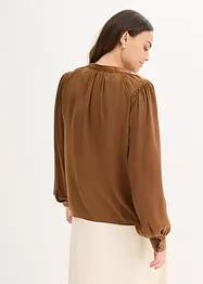 Satengbluse med blondebånd, bonprix