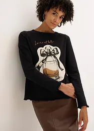 Langermet topp i stretchy bomull, bonprix