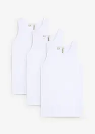 Singlet med myk økologisk bomull (3-pack), bonprix