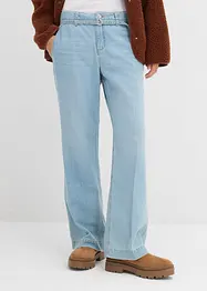 Wide Leg-jeans med belte Mid Waist, bonprix