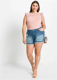 Denimshorts Mid Waist med pynt, bonprix