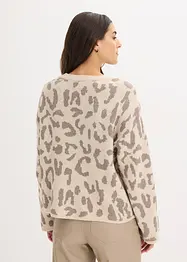 Oversized, jacquardstrikket genser med paljetter, bonprix