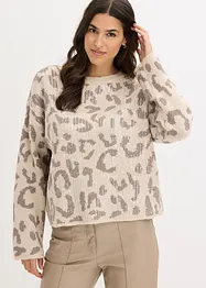 Oversized, jacquardstrikket genser med paljetter, bonprix