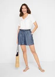 Lett denimshorts med lin, bonprix
