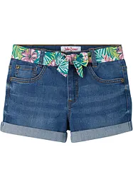 Stretch jeansshorts med belte, bonprix