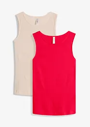 Ribbet topp i 100% økologisk bomull (2-pack), bonprix