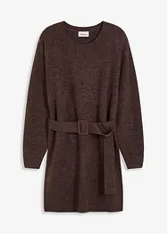 Kort strikkekjole med myk ullandel og belte, bonprix
