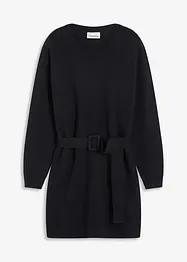 Kort strikkekjole med myk ullandel og belte, bonprix