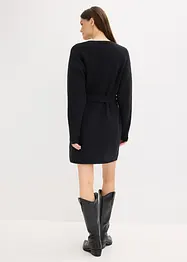 Kort strikkekjole med myk ullandel og belte, bonprix