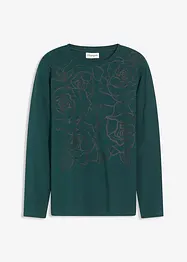 Langermet topp med rosetrykk, bonprix