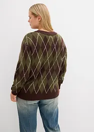 Finstrikket genser med rutemønster, bonprix