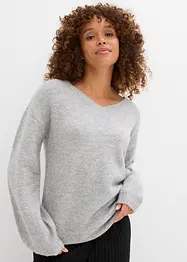 Finstrikket genser i mykt garn med ballongermer, bonprix