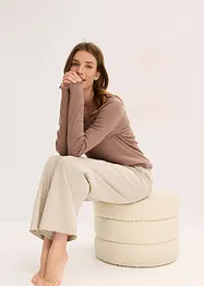 Loungewear-ribbetopp og vevd bukse, bonprix
