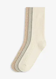 Sokker i ribbestrikk med pusete garn (3-pack), bonprix