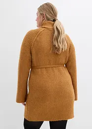 Kort, ribbestrikket kjole med rullekrage, bonprix