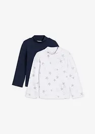 Langermet topp i elastisk miks av økologisk bomull (2-pack), bonprix
