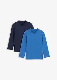 Langermet topp med ståkrage i 100% økologisk bomull (2-pack), bonprix