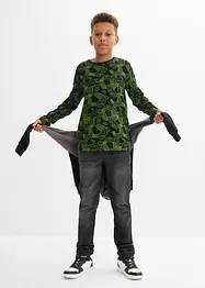 Langermet topp av myk økologisk bomullsmiks (3-pack), bonprix